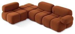 Divano angolare componibile arancione (con penisola a sinistra) con rivestimento in velluto Lokua – Makamii