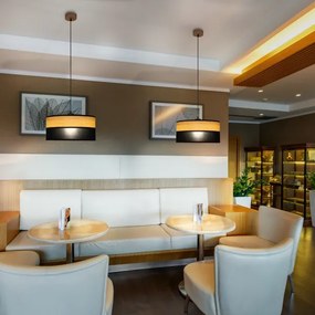 Lampadario a cavo ALBA 1xE27/15W/230V Ø 40 cm nero/marrone