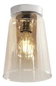 Plafoniera Contemporanea Shaded Metallo Cromo Vetro Ambra 1 Luce E27