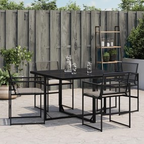 Sedie da giardino con cuscini 4 pz nere in polyrattan