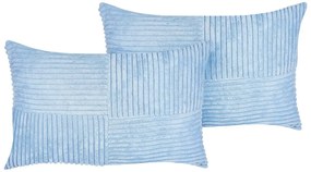 Set di 2 cuscini velluto a coste blu 47 x 27 cm MILLET Beliani