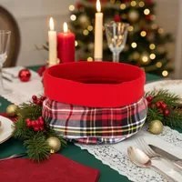 Cestino in tessuto tartan bianco diametro 20 cm