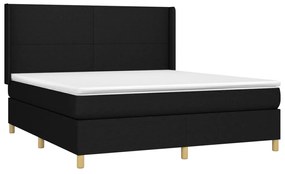 Letto a molle con materasso e led nero 180x200cm in tessuto