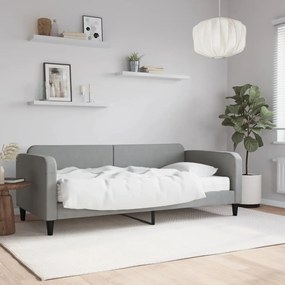 Divano Letto Con Materasso Grigio Chiaro 90x190 Cm İn Tessuto /