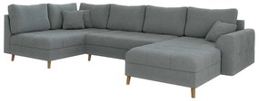 Divano angolare grigio in tessuto bouclé (angolo destro/"U") Ariella - Ropez