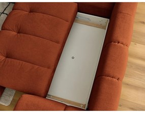 Divano angolare color mattone allungabile e con contenitore (penisola a sinistra/a L) Fuji – Bobochic Paris