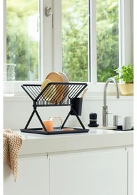 Scolapiatti grigio scuro in metallo a due livelli 37x33 cm - Brabantia