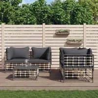 Set Divani da Giardino 5 pz con Cuscini Antracite in Polyrattan 3186703