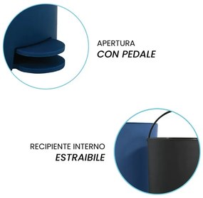 Pattumiera bagno 3 Lt blu scuro con apertura a pedale Orbix