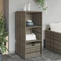 Armadietto Portaoggetti Giardino Grigio 50x55x115cm Polyrattan 365549