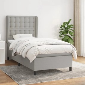 Giroletto A Molle Con Materasso Grigio Chiaro 80x200 Cm Tessuto /