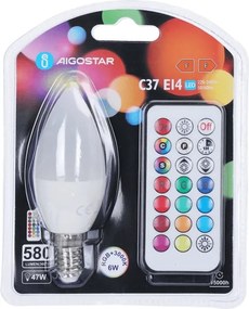 Aigostar - Lampadina LED RGBW dimmerabile C37 E14/6W/230V 3000K + telecomando