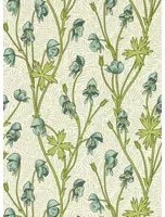 Morris & Co Carta da parati Monkshood - Aqua/ Peashoot