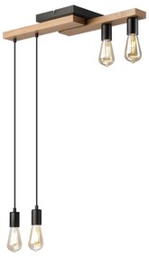 Lampadario a sospensione con filo CORTINA 4xE27/15W/230V nero/quercia