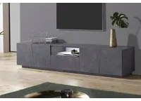 Mobile da soggiorno Porta TV, Made in Italy, Credenza per TV da salotto a 4 ante e 1 cassetto, cm 220x43h46, Grigio Ardesia