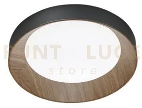 Plafoniera led arka nera e legno 23w 3300lm cct 3000-4000-6500k 40x...