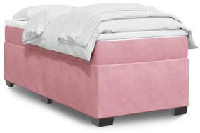 Giroletto a molle con materasso rosa 90x190 cm in velluto