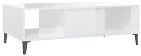 Tavolino da salotto bianco lucido 103,5x60x35 cm in truciolato