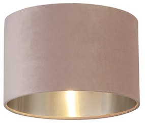 Paralume Contemporaneo Tamburo Acciaio Rosa Tessuto Argento 1 Luce D28Cm