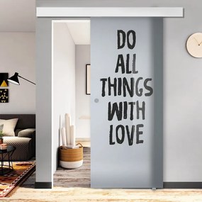Porta scorrevole Love in vetro multicolore, L 88 x H 215 cm, con binario Atelier bianco Destra