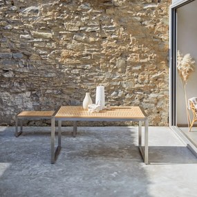 Tikamoon - Tavolo da esterno giardino teak tek teck legno inox 150 Arno