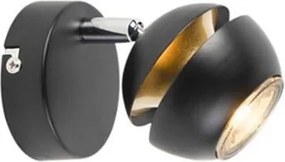 Faretto moderno 1 luce nero con interno oro - Buell Deluxe