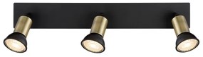 Globo 57998-3B - Faretto DREW 3xGU10/35W/230V nero/ottone