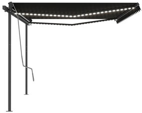 Tenda da Sole Retrattile Manuale con LED 5x3 m Antracite