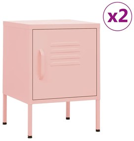 Comodini 2 Pz Rosa 35x35x51 Cm İn Acciaio /