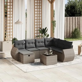 Set divano da giardino 8 pz con cuscini grigio in polyrattan