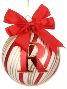 Pallina Natale con lettera R 10 cm Circus rosso