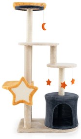 Costway Albero per gatti carino da 128cm da interno con tiragraffi in sisal gattiera, Torre multi-livello per gatti