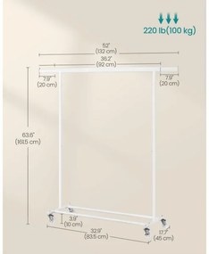 Appendiabiti mobile da terra LINEA, bianco