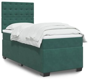 Giroletto A Molle Con Materasso Verde Scuro 100x200 Cm Velluto /