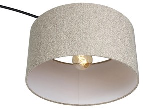 Lampada ad arco moderna nera con paralume bouclè tortora 50 cm - XXL