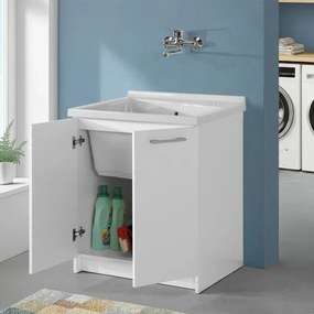 Mobile lavatoio 75x61 cm a due ante con vasca in ceramica Revine