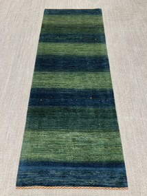Loribaft Tappeto 90x250 Verde (Iran) Annodato A Mano