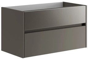 Mobile da bagno sospeso sotto lavabo L 89.5 x H 50 x P 45.5 cm grigio laccato opaco, 2 cassetti Niwa