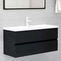 Mobile da Bagno con Lavabo Integrato Nero in Truciolato 3071568