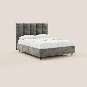 AURO letto imbottito con vano contenitore e testiera capitonné alta in ciniglia Oeko-Tex®