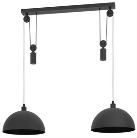 Lampadario A Sospensione Vintage Winkworth 1 Acciaio Nero 2 Luci E27