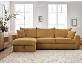 Divano angolare giallo allungabile (con composizione variabile) con rivestimento in velluto a coste Augustin – Bobochic Paris