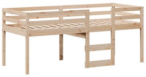 Letto a soppalco con tetto 90x190 cm legno massello di pino