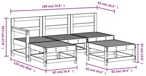 Set Salotto da Giardino 5 pz Miele in Legno Massello di Pino