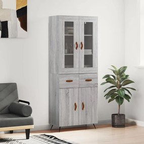 Credenza Grigio Sonoma 69,5x34x180 Cm İn Legno Multistrato /