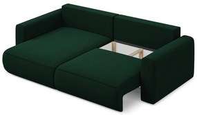 Divano angolare verde allungabile/con contenitore (con penisola a sinistra/con chaise lounge) con rivestimento in velluto Kapua – Makamii