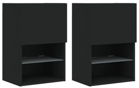 Mobili porta tv con luci led 2 pz neri 40,5x30x60 cm
