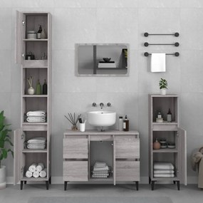 Set Mobili Da Bagno 3 Pz Grigio Sonoma İn Legno Multistrato /