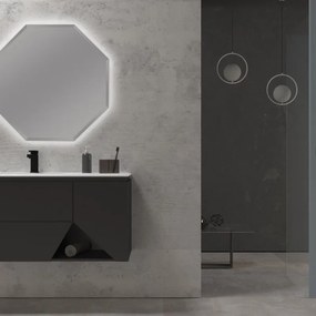 Mobile sottolavabo e lavabo Vintage per vasca a sinistra grafite L 105 x H 55 x P 45.3 cm