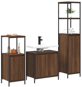 Set di mobili da bagno 3 pezzi  in legno ingegnerizzato rovere marrone